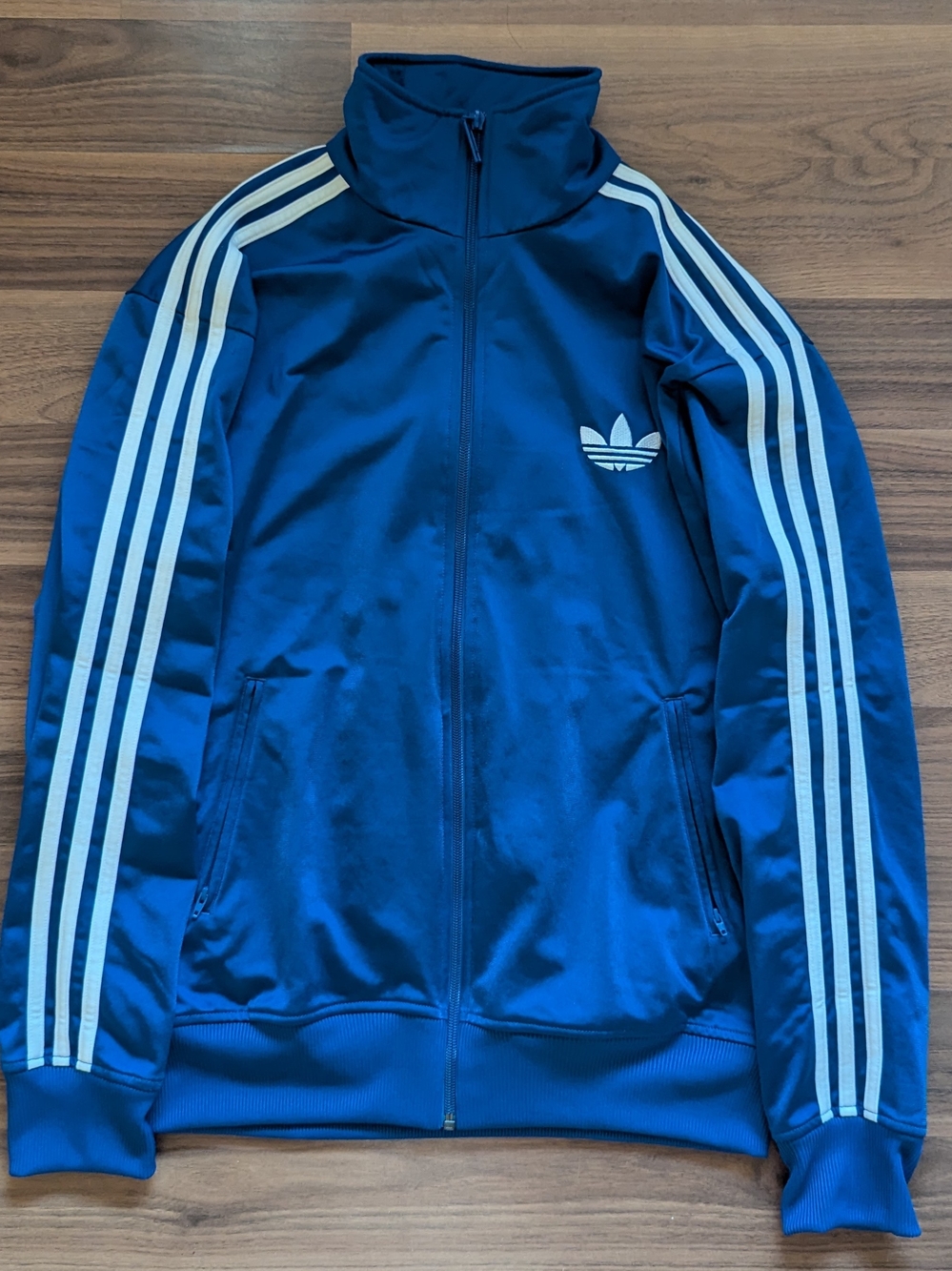 adidas Blue Track Jacket with White Three-Stripes